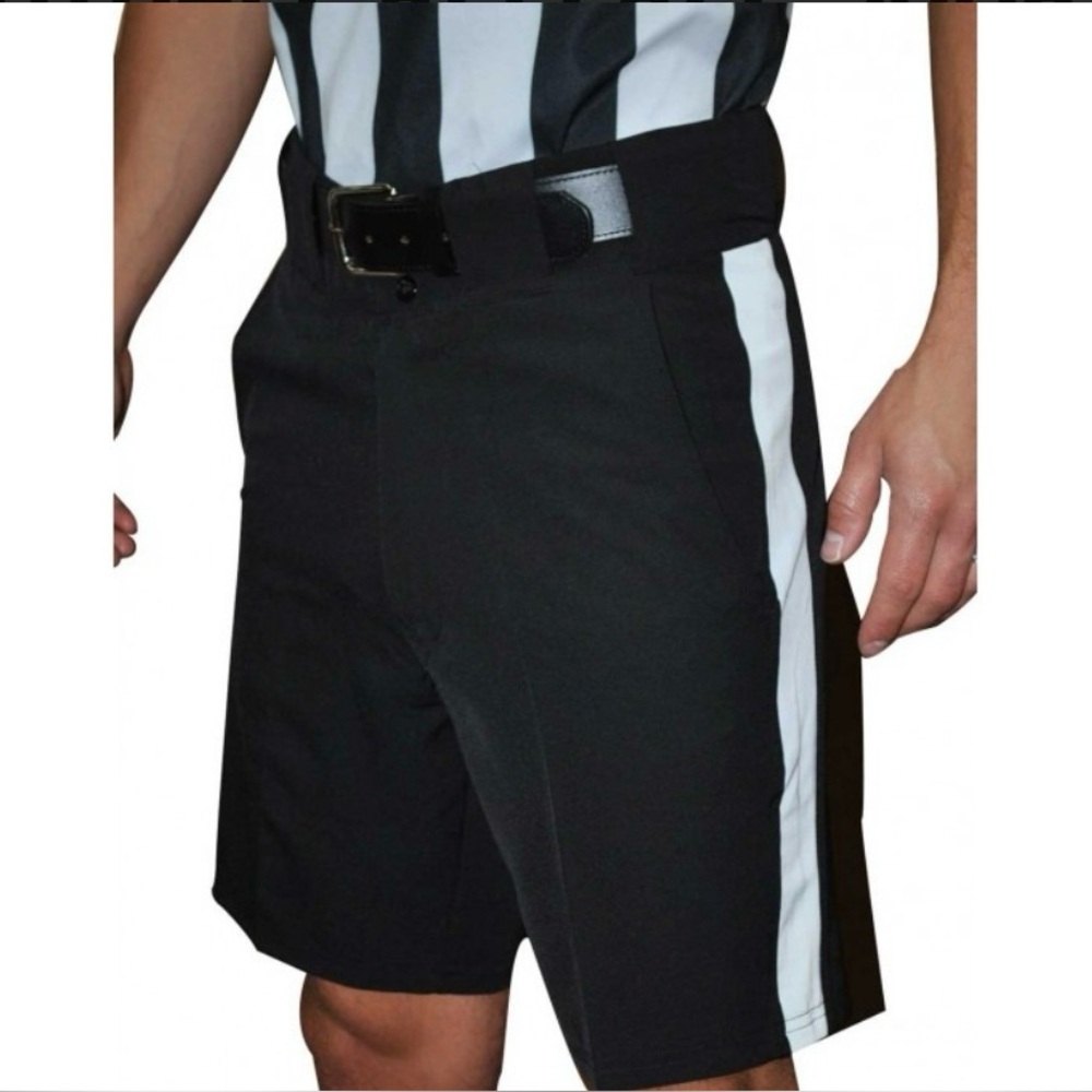 Black Football Umpire/Referee shorts with White Strip